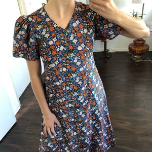 Vintage Silk Floral Print Dress